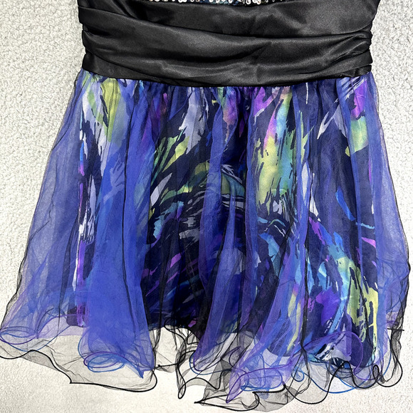 Vintage Y2K Ded Mini Prom Dress Juniors 13/14 Beaded Gem Chiffon 80s HOCO Glam - Picture 6 of 9